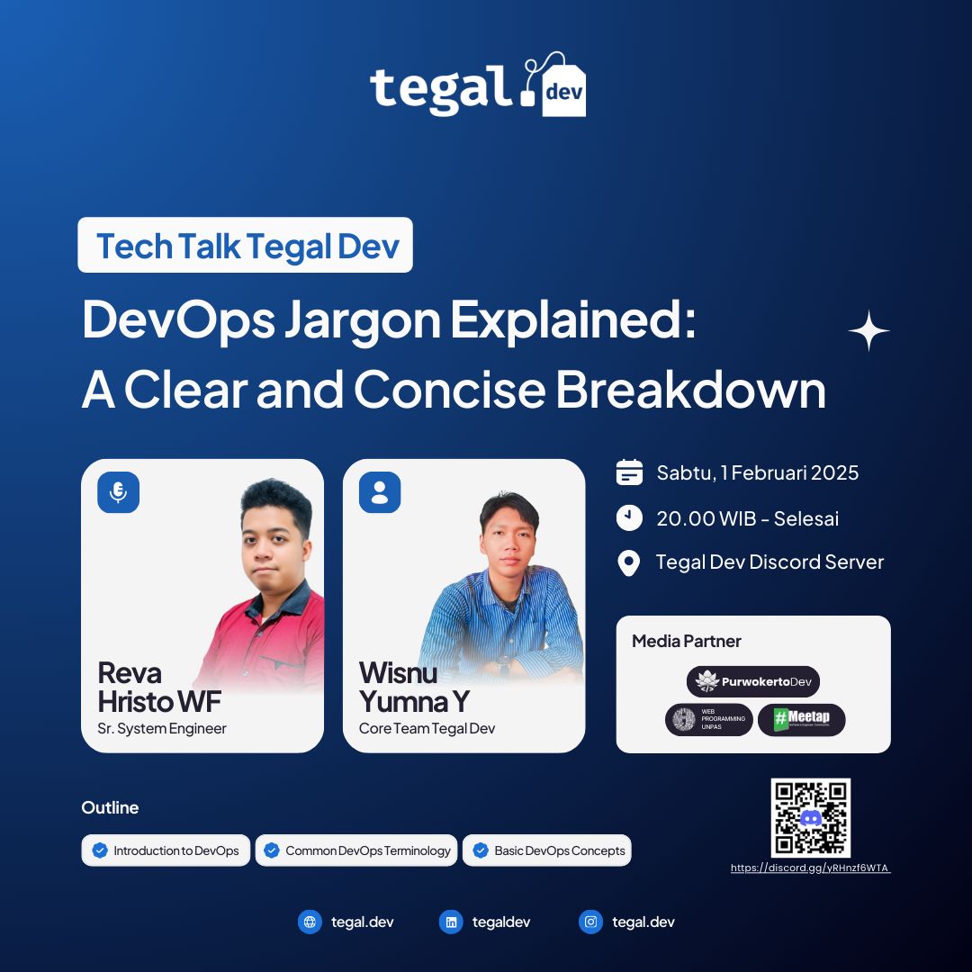 Tegal Dev Tech Talk session flyer